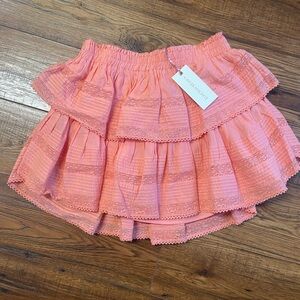 NWT LoveShackFancy Women's Ruffle Mini Skirt Size Medium Peach Blossom